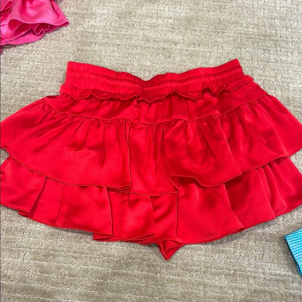 Red Ruffled Mini Skirt - Picture 3 of 3